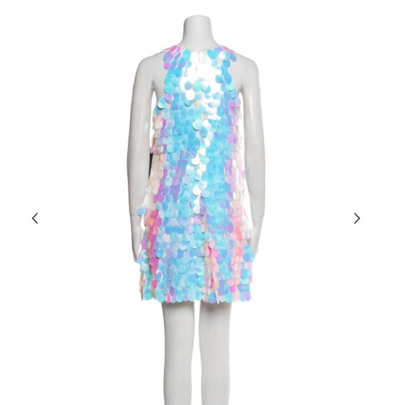 NWT Aidan Mattox Iridescent Sequin Mini Dress, Shift Sleeveless Party Sparkle - Picture 4 of 5